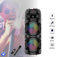 DVOSTRUKI 8 INČNI BLUETOOTH ZVUČNIK SA BEŽIČNIM MIKROFONOM Outlet Prodaja