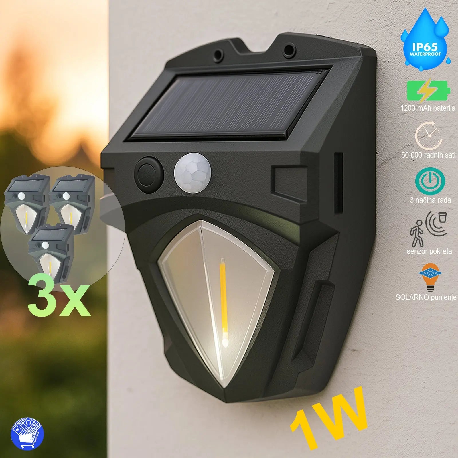 LED solarna lampa n260 3 komada Outlet Prodaja