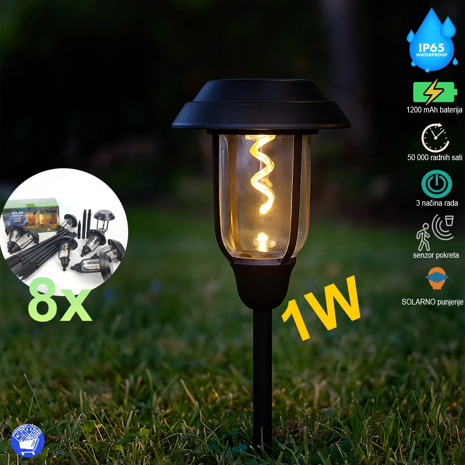 LED solarna vrtna lampa n265 8 komada Outlet Prodaja