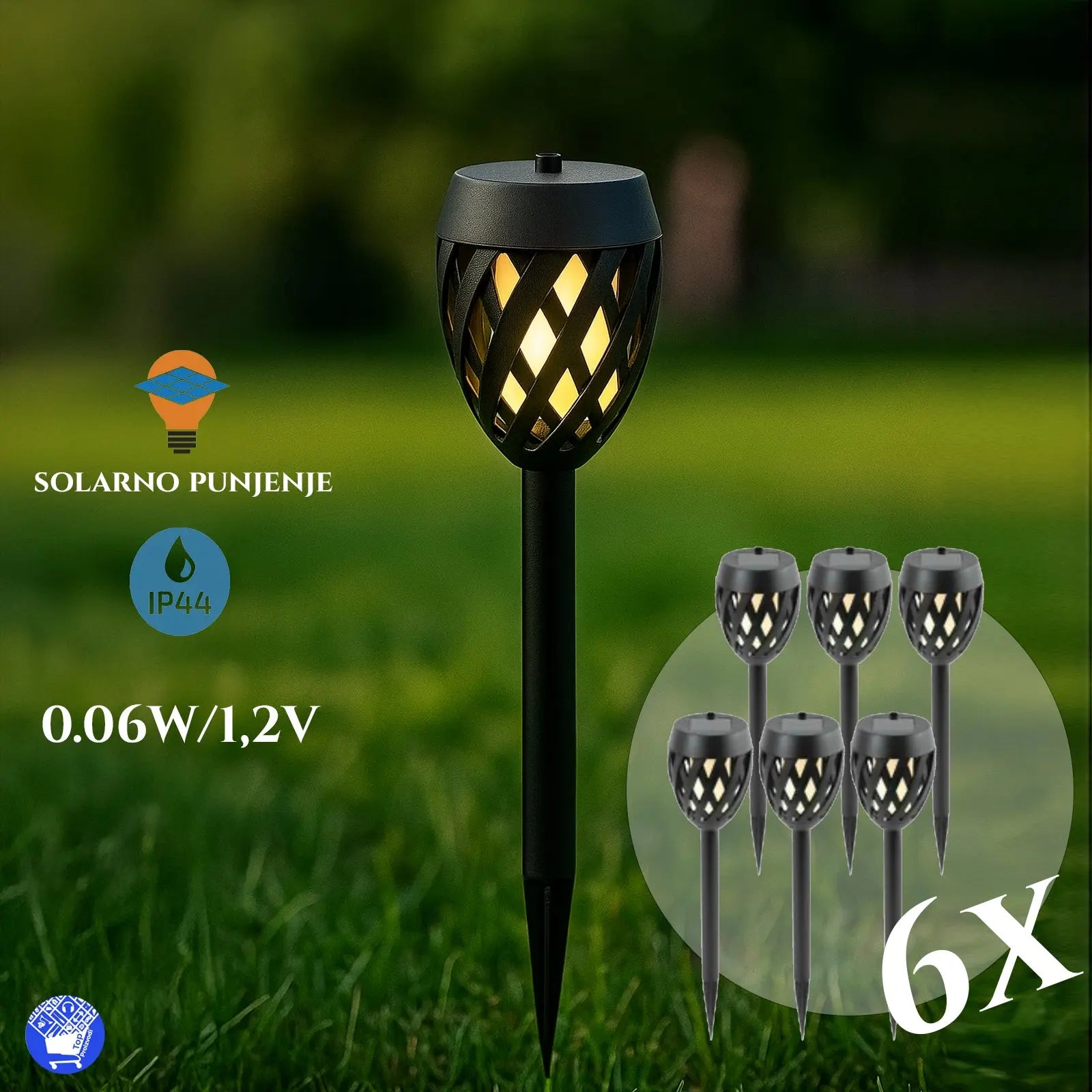 LED solarna vrtna svjetiljka baklje 6kom Outlet Prodaja