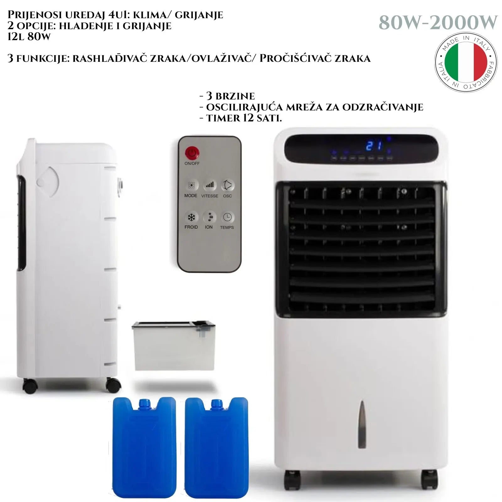 PRIJENOSNA KLIMA 4U1 12L SA DALJINSKIM Outlet Prodaja