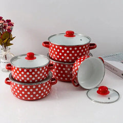 Retro set emajliranih lonaca 5-dijelni (16–24 cm) Outlet Prodaja