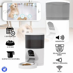 SMART PAMETNA WIFI HRANILICA 6L ZA KUĆNE LJUBIMCE S KAMEROM, MIKOFONOM I UPLIKACIJOM ZA UPRAVLJANJE Outlet Prodaja