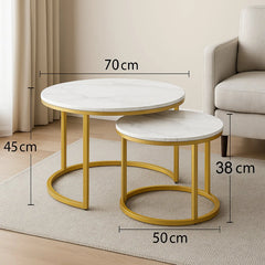 Set od 2 moderna stolića - mramorna ploča i zlatne noge Outlet Prodaja