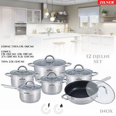 VRHUNSKI INOX 18/10 ZILNER SET LONACA 12 DJELNI Outlet Prodaja