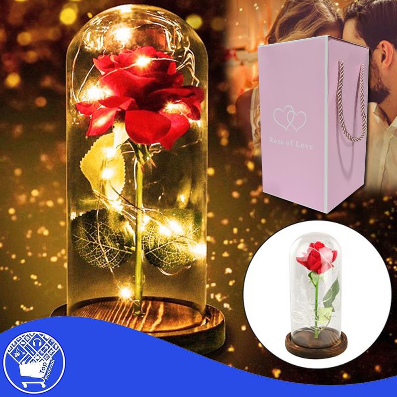 Romantična led Ruža u staklenoj kupoli +  Gratis Poklon kutija Top Proizvodi