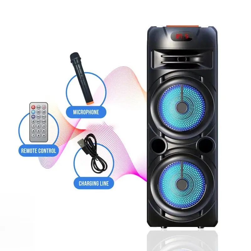 BIG ZVUČNIK 4500mah 8'' X2 SA GRATIS BEŽIČNIM MIKROFONOM I DALJINSKIM BIG ZVUČNIK 4500mah 8'' X2 SA GRATIS BEŽIČNIM MIKROFONOM I DALJINSKIM