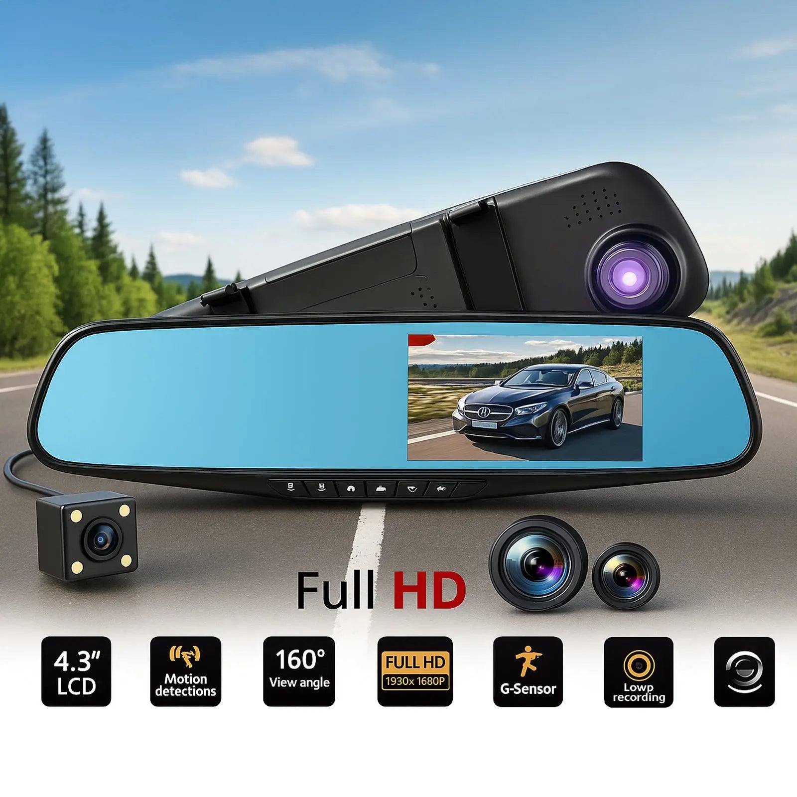 Full HD auto kamera 5'' + kamera za vožnju unazad Outlet Prodaja