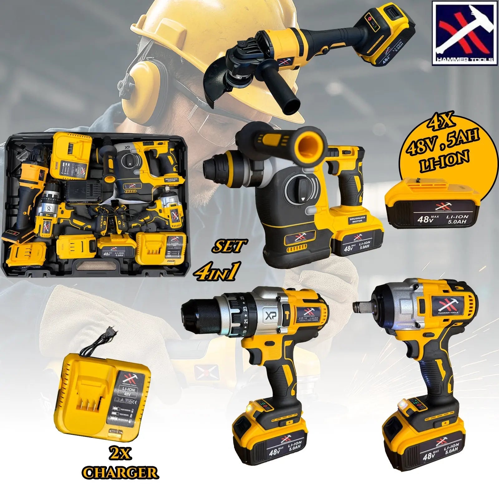 HAMMER TOOLS 4u1 Set - 4x48V 5Ah Li-Ion Outlet Prodaja