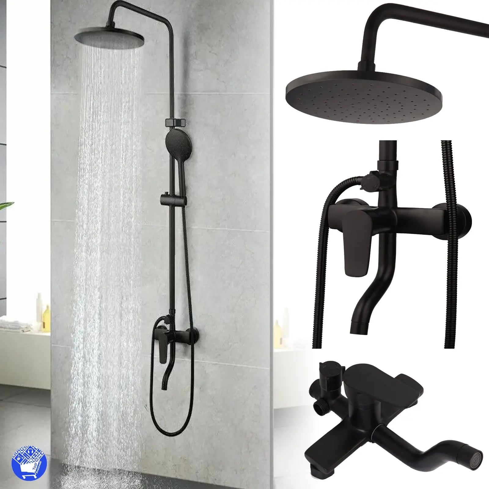 MODERNI BLACK TUŠ SET 3U1 SA VIŠE FUKKCIJA ŠPRICANJA Top Proizvodi