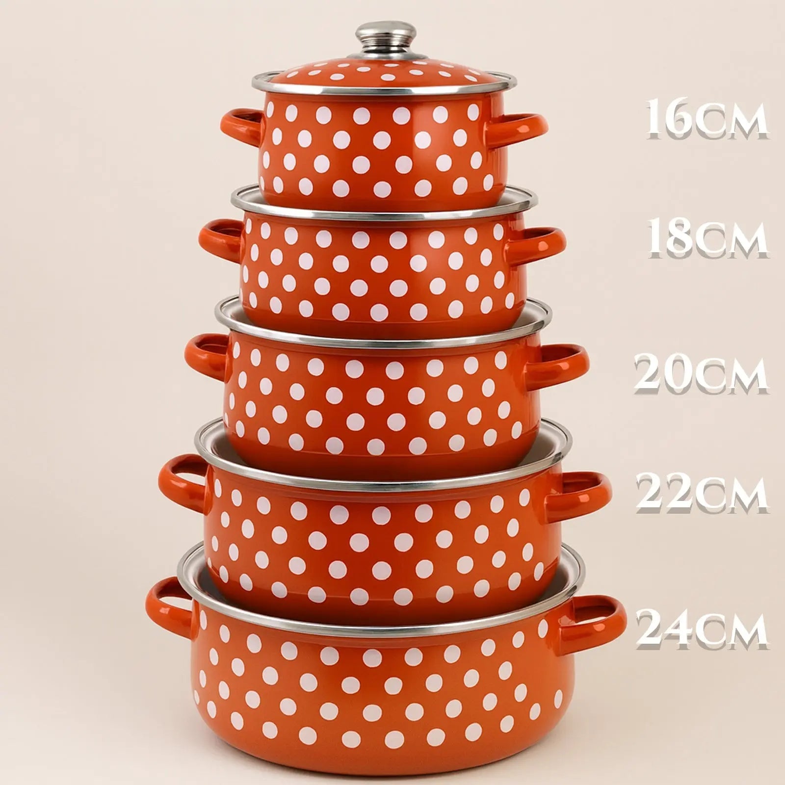 Retro set emajliranih lonaca 5-dijelni (16–24 cm) Outlet Prodaja