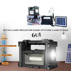 SOLARNI UREĐAJ 6U1 (ZVUČNIK+REFLEKTOR+RUČNA LAMPA+PUNJAČ+RADIO) SOLARNI UREĐAJ 6U1 (ZVUČNIK+REFLEKTOR+RUČNA LAMPA+PUNJAČ+RADIO)