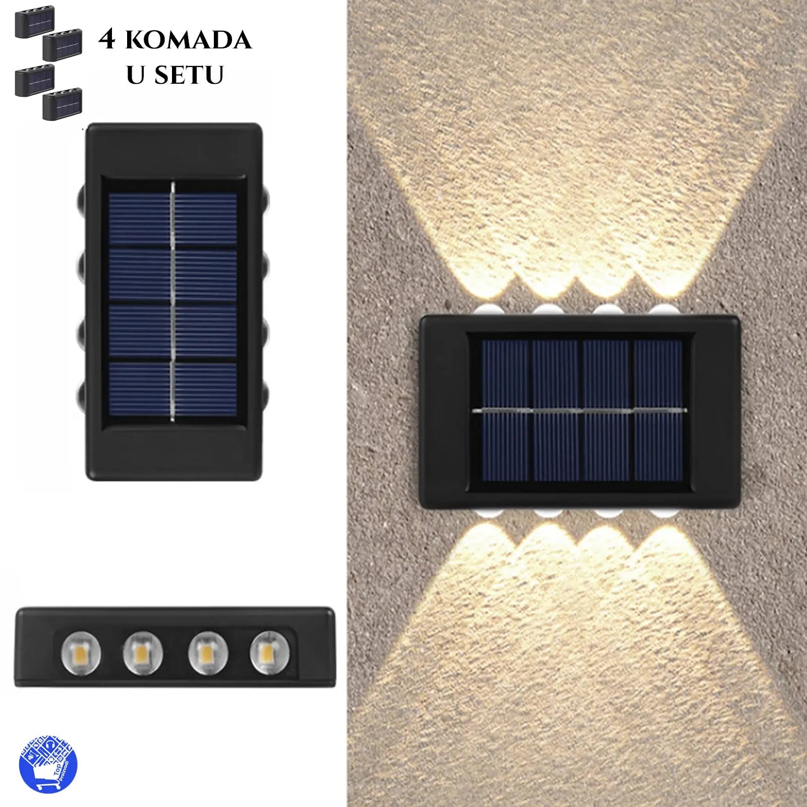 ZIDNA DEKORATIVNA SOLARNA LAMPA 4KOMADA Outlet Prodaja