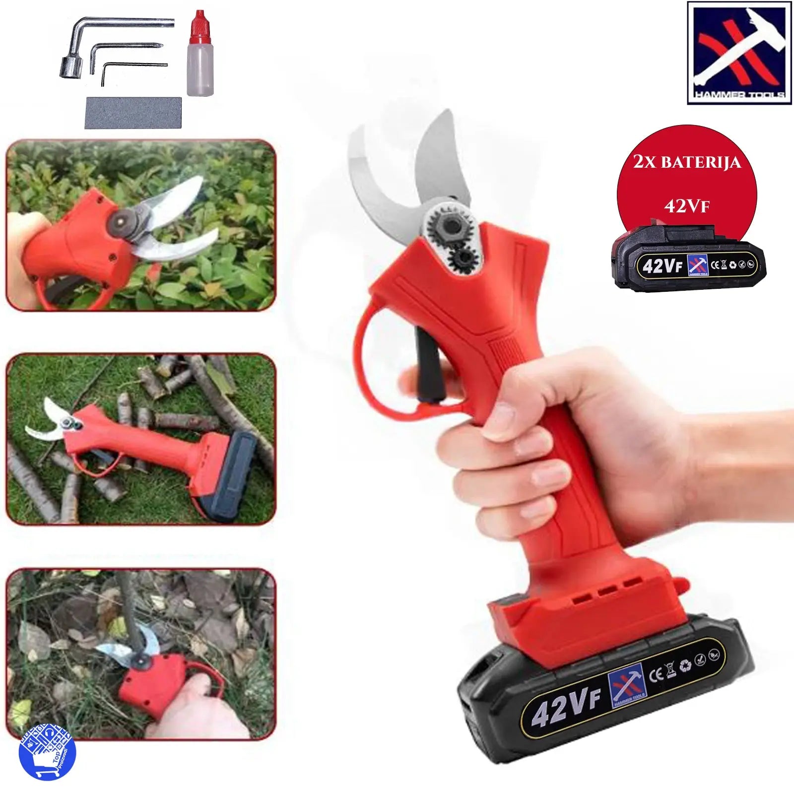 Aku škare za obrezivanje/rezidbu x2 Baterije 42VF HAMMER TOOLS Outlet Prodaja