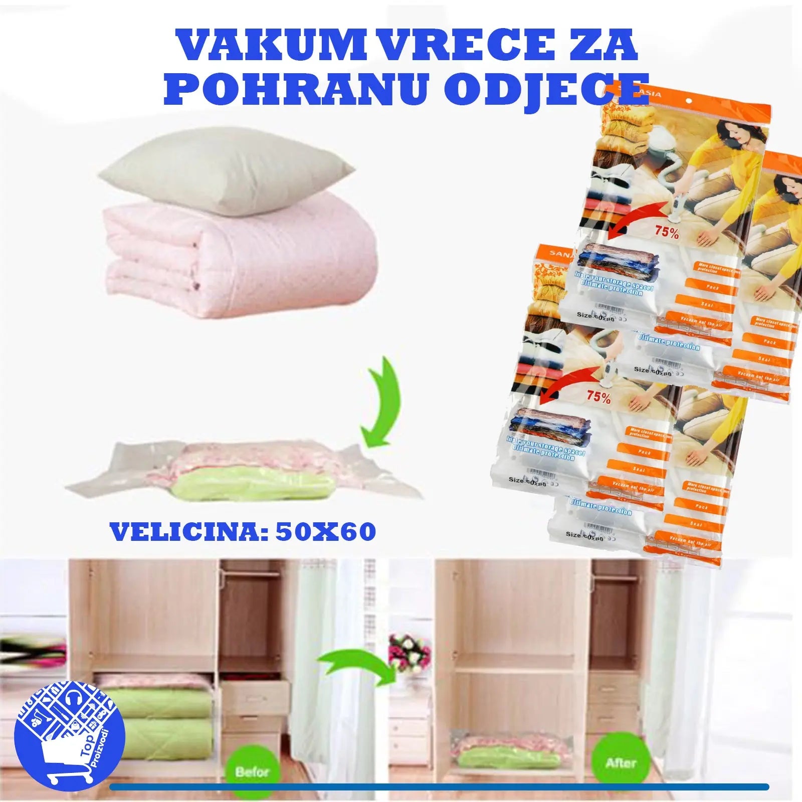 Vreće za vakumiranje odjeće Top Proizvodi